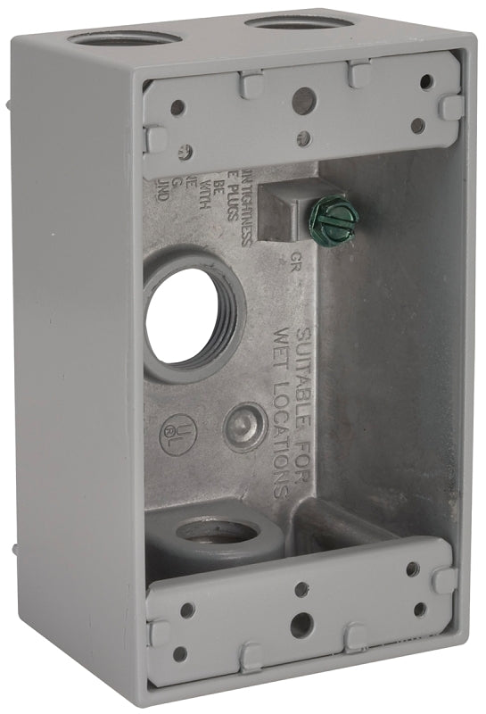 HUBBELL Hubbell 5321-5 Weatherproof Box, 18.3 cu-in, 4-Outlet, 1-Gang, Aluminum, Gray, Powder-Coated ELECTRICAL HUBBELL