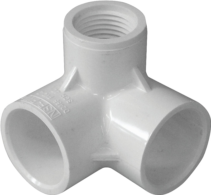 IPEX USA LLC-CANPLAS IPEX 235036 Side Outlet Elbow, 1 x 1 x 1/2 in, Socket x Socket x FNPT, PVC, White, SCH 40 Schedule, 450, 600 psi Pressure LAWN & GARDEN IPEX USA LLC-CANPLAS