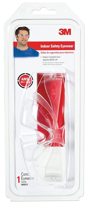 3M 3M 90551-00000B Safety Glasses, Clear Frame, Anti-Scratch Lens, Polycarbonate Lens, Wraparound Frame