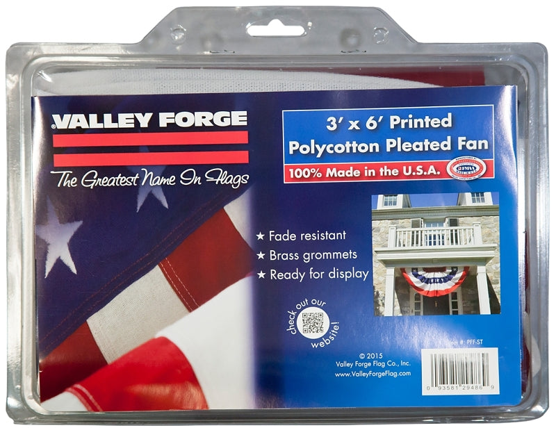 VALLEY FORGE Valley Forge PFF-ST Full Fan Flag, 3 ft W, 6 ft H, Polycotton