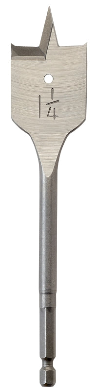 MILWAUKEE Milwaukee 48-27-1251 Boring Bit, 1-1/4 in Dia, 6 in OAL, Flat Flute, 1/4 in Dia Shank, Hex Shank