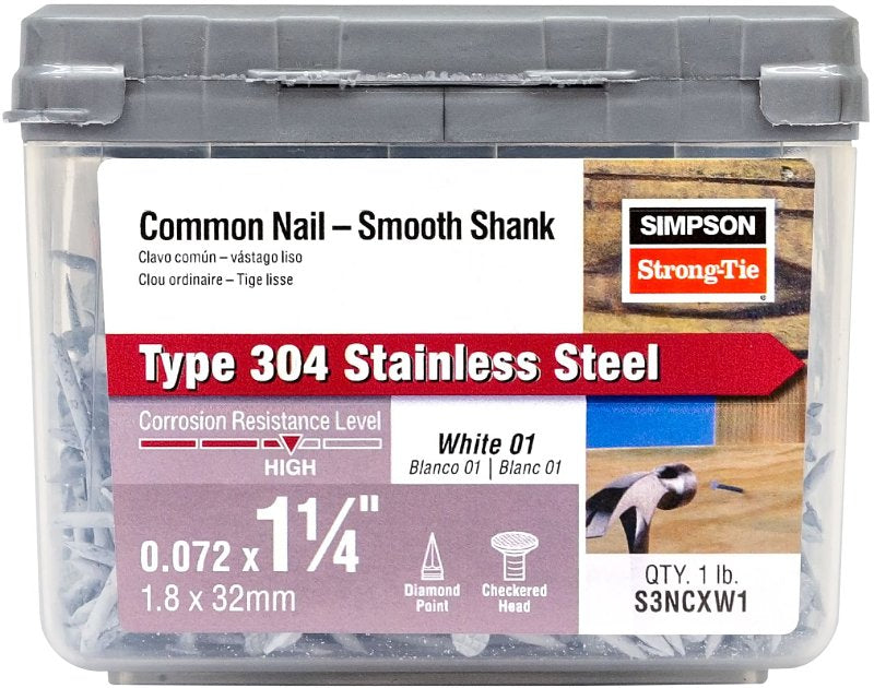 SIMPSON STRONG-TIE Simpson Strong-Tie S3NCXW1 Trim Nail, 3D, 1-1/4 in L, Stainless Steel