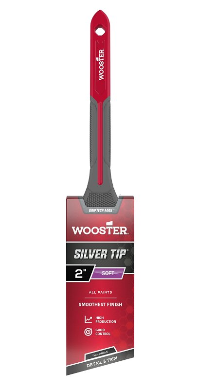 WOOSTER BRUSH Wooster Silver Tip GRIPTECH MAX Series G5224-2 Paint Brush, 2 in W, 2-7/16 in L Bristle, Polyester Bristle