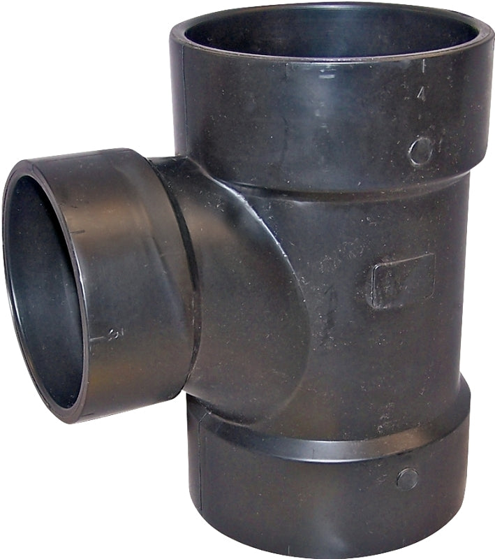 IPEX USA LLC-CANPLAS Canplas 102134BC Reducing Sanitary Pipe Tee, 4 x 2 in, Hub, ABS, Black LAWN & GARDEN IPEX USA LLC-CANPLAS