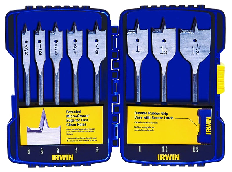 IRWIN Irwin 341008 Spade Bit Set, 8-Piece, Steel, Bright TOOLS IRWIN