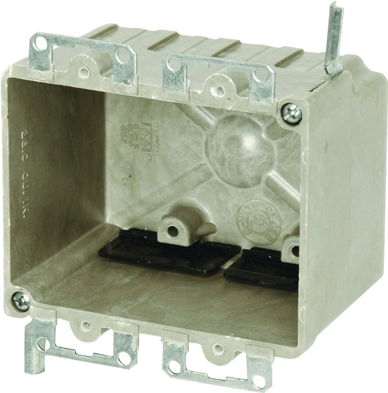 ALLIED MOULDED PRODUCTS fiberglassBOX 9312-EWK Electrical Box, 2-Gang, Fiberglass/Polyester, Beige/Tan, Wall, Wing Bracket Mounting