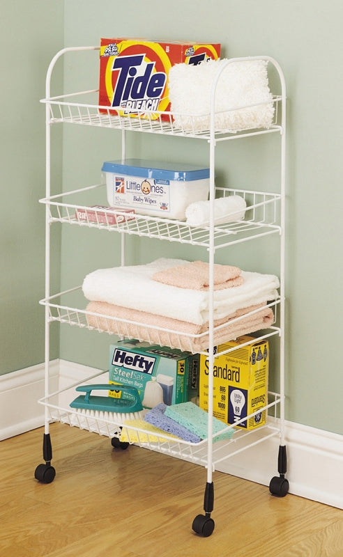 CLOSETMAID ClosetMaid 1611 Rolling Cart, 17.63 in OAW, 34.9 in OAH, 12.37 in OAL, 4-Shelf, Silver Shelf