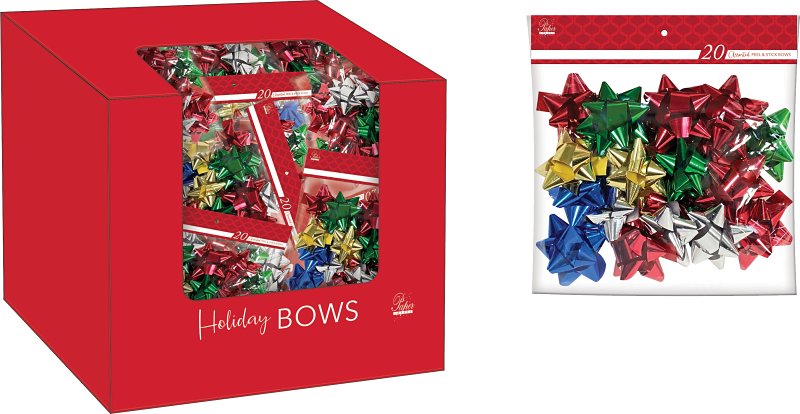 SANTAS FOREST Santas Forest 67920 Gift Bow, 3 in, Traditional, Plastic, Assorted