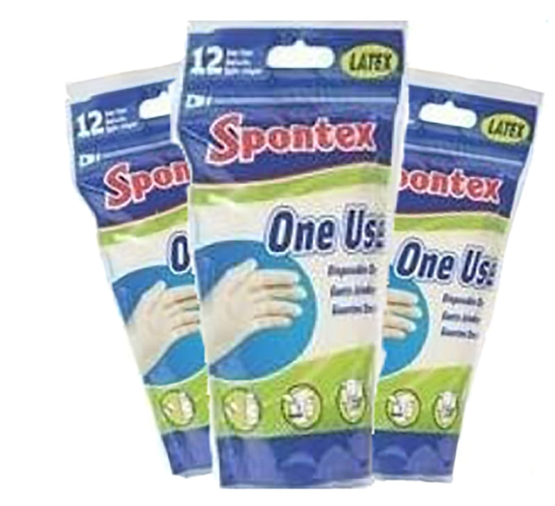SPONTEX Spontex 76191 Seamless Disposable Gloves, One-Size, Latex, Powdered, Opaque Cream