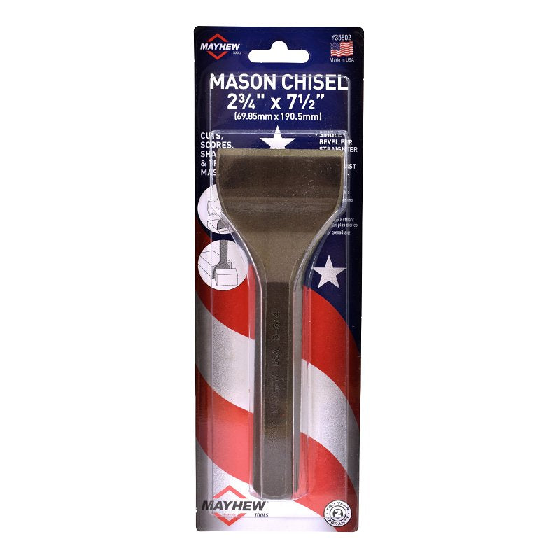 MAYHEW TOOLS Mayhew 35802 Mason Chisel, 2-3/4 in W Blade, 7-1/2 in OAL