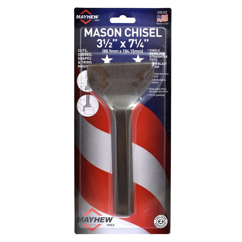 MAYHEW TOOLS Mayhew 35102 Mason Chisel, 3-1/2 in W Blade, 7-1/4 in OAL TOOLS MAYHEW TOOLS