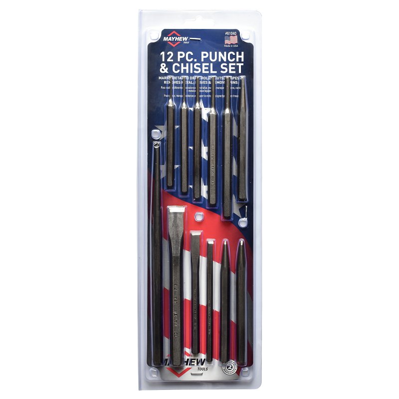 MAYHEW TOOLS Mayhew 61040 Punch and Chisel Set, 12-Piece, Blast
