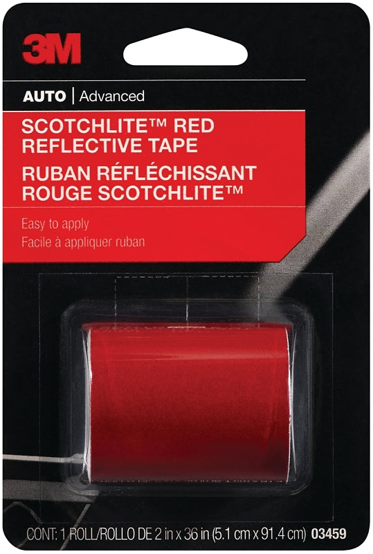 3M Scotchlite 03459 Reflective Safety Tape, 36 in L, 2 in W, Red