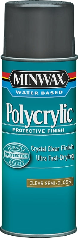 MINWAX Minwax Polycrylic 34444000 Protective Finish Paint, Semi-Gloss, Liquid, Crystal Clear, 11.5 oz, Aerosol Can