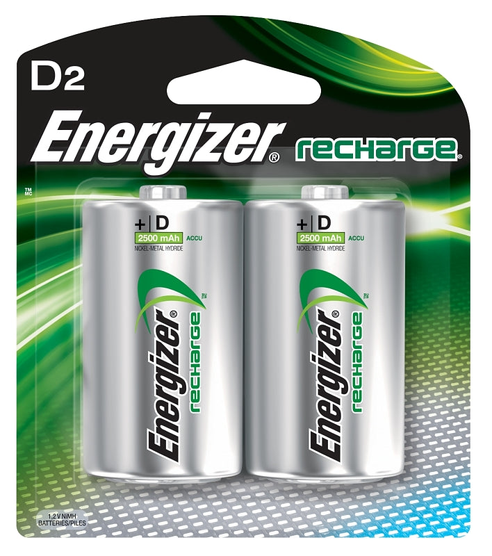 ENERGIZER BATTERY Energizer NH50BP-2 Battery, 1.2 V Battery, 2500 mAh, D Battery, Nickel-Metal Hydride, Rechargeable ELECTRICAL ENERGIZER BATTERY