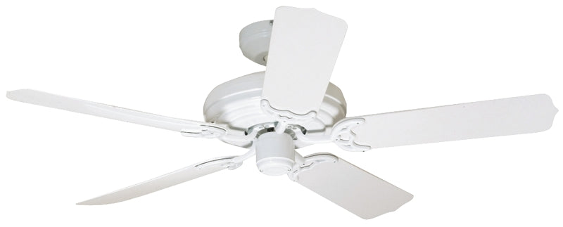 HUNTER Hunter Sea Air Series 53054 Ceiling Fan, 5-Blade, White Housing, White Blade, 52 in Sweep, Plastic Blade, 3-Speed