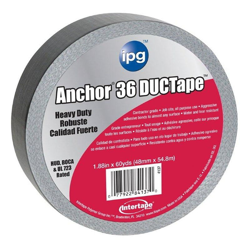 INTERTAPE POLYMER IPG 4137 Duct Tape, Silver, 11 mil Thick, 60 yd L, 1.88 in W, Cloth Backing