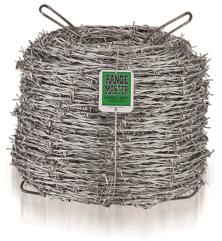 RANGEMASTER Rangemaster Commercial Class 7125 Barbed Wire, 1320 ft L, 12-3/4 Gauge, 5 in Points Spacing, Zinc