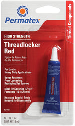 PERMATEX Permatex 27100 High-Strength Thread Locker, Red, Liquid, 6 mL Tube PAINT PERMATEX