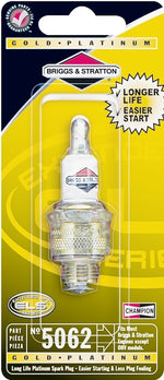 BRIGGS & STRATTON Briggs & Stratton Extended Life Series 5062K Spark Plug, 14 mm Thread, 13/16 in Hex, Platinum OUTDOOR LIVING & POWER EQUIPMENT BRIGGS & STRATTON