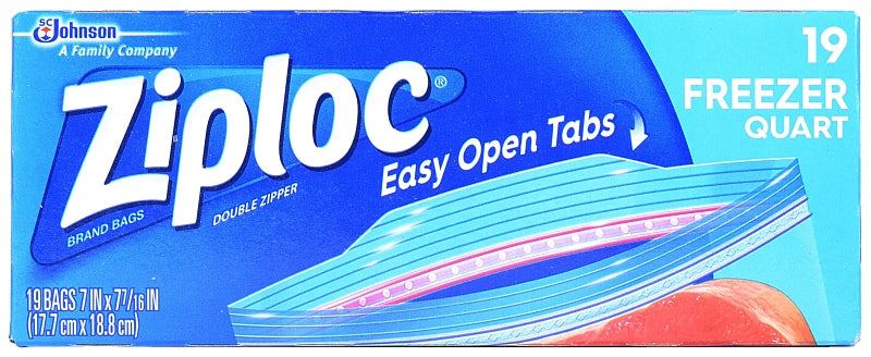 ZIPLOC Ziploc 00388 Freezer Bag, Zipper Closure, 7 in W, 7-7/16 in L, 1 qt Capacity, 19/PK APPLIANCES & ELECTRONICS ZIPLOC