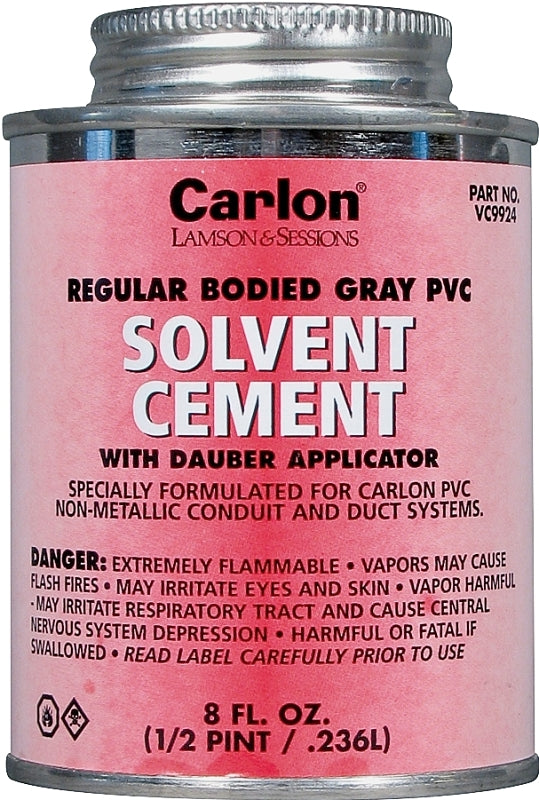 CARLON Carlon VC9924-24 Solvent Cement, 1/2 pt Can, Liquid, Gray ELECTRICAL CARLON