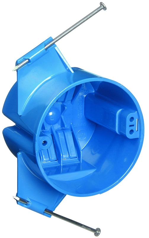 CARLON Carlon B518A-UPC Ceiling Box, 3 in W, 2-3/4 in D, 0-Knockout, Polycarbonate, Blue