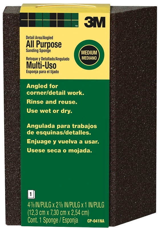 3M 3M CP-041 Sanding Sponge, 4-7/8 in L, 2-7/8 in W, 80 Grit, Medium, Aluminum Oxide Abrasive PAINT 3M
