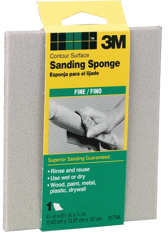 3M 3M 917 Sanding Sponge, 5-1/2 in L, 4-1/2 in W, Fine PAINT 3M