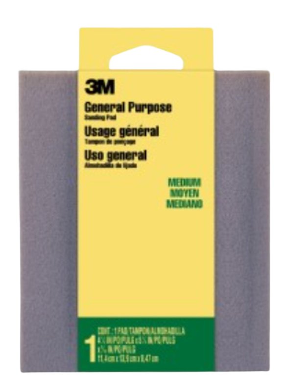 3M 3M 918 Sanding Sponge, 5-1/2 in L, 4-1/2 in W, 80 Grit, Medium PAINT 3M
