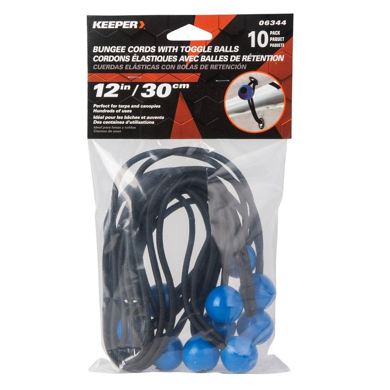KEEPER Keeper 06344 Bungee Cord, 5/32 in Dia, 12 in L, Rubber, Toggle Ball End AUTOMOTIVE KEEPER
