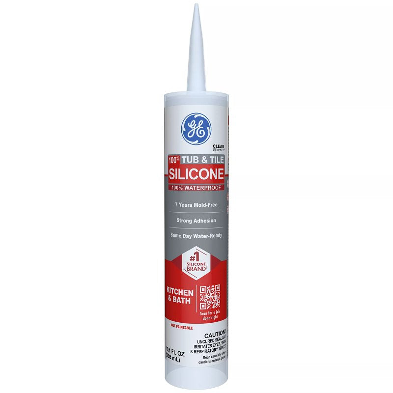 HENKEL CONSUMER ADHESIVES GE Silicone 1 2749485 Tub & Tile Sealant, Clear, 24 hr Curing, 10.1 fl-oz Cartridge PAINT HENKEL CONSUMER ADHESIVES