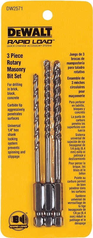 DEWALT DEWALT DW2571 Rotary Drill Bit Set, 3-Piece, Carbide HARDWARE & FARM SUPPLIES DEWALT
