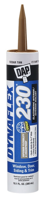 DAP DAP DYNAFLEX 230 Series 18412 Silicone Sealant, Cedar Tan, 1 day Curing, 40 to 100 deg F, 10.1 oz Cartridge