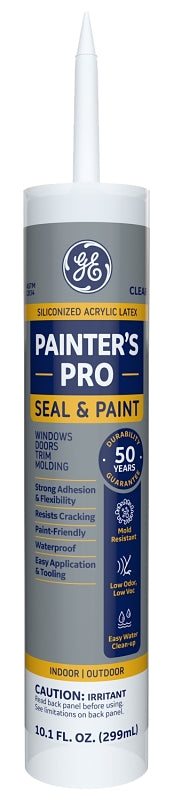 HENKEL CONSUMER ADHESIVES GE Painter's Pro Siliconized Acrylic 2874546 Caulk, Clear, 2 to 7 days Curing, 10 fl-oz Cartridge PAINT HENKEL CONSUMER ADHESIVES