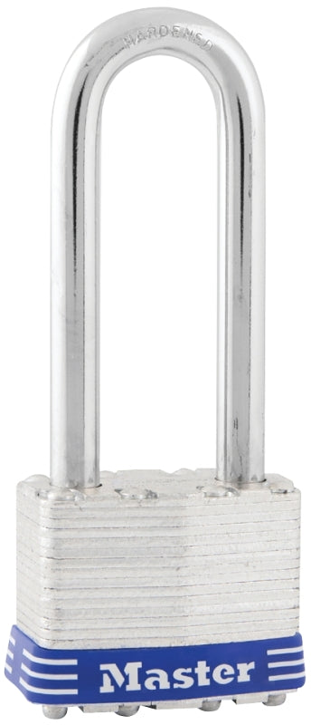 MASTER LOCK Master Lock 1DLJ Padlock, 1-3/4 in W Body, Keyed Different Key, 5/16 in Dia Shackle, 2-1/2 in H Shackle, Silver