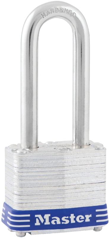 MASTER LOCK Master Lock 3DLH Padlock, Keyed Different Key, 9/32 in Dia Shackle, 2 in H Shackle, Steel Shackle, Steel Body, Laminated