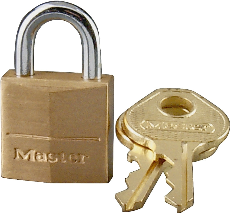 MASTER LOCK Master Lock 120D Padlock, Keyed Different Key, 5/32 in Dia Shackle, Steel Shackle, Solid Brass Body, 3/4 in W Body