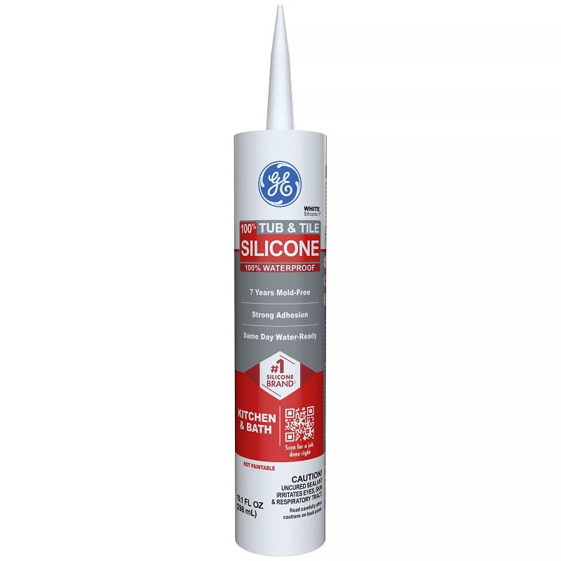 HENKEL CONSUMER ADHESIVES GE Silicone 1 2749484 Tub & Tile Sealant, White, 24 hr Curing, 10.1 fl-oz Cartridge PAINT HENKEL CONSUMER ADHESIVES