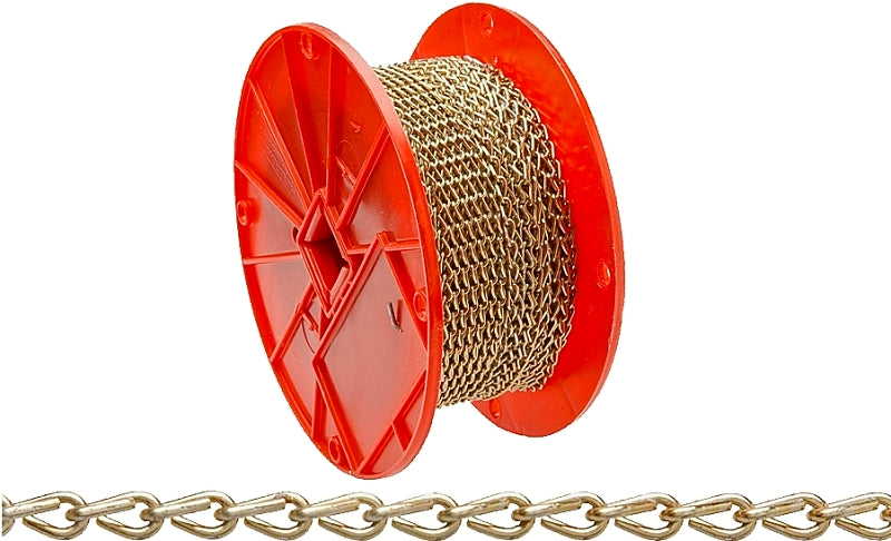 CAMPBELL CHAIN Campbell 072-1667N Jack Chain, #16, Steel, Brass, 11 lb Working Load, 200 ft