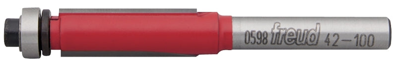 FREUD Freud 42-100 Bearing Flush Trim Bit, 3/8 in Dia Cutter, 1 in L Cutting, 2-13/16 in OAL, 1/4 in Dia Shank, 2-Cutter