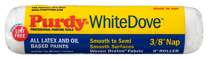 PURDY Purdy 144670092 Roller Cover, 3/8 in Thick Nap, 9 in L, Woven Dralon Fabric Cover PAINT PURDY