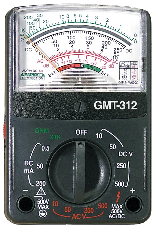 GB Gardner Bender GMT-312 Multimeter, 1 mOhm, Analog Display, Black ELECTRICAL GB