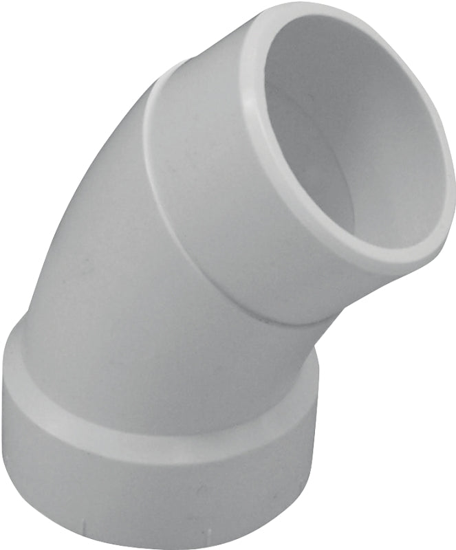 IPEX USA LLC-CANPLAS Canplas 192402 Sanitary Street Pipe Elbow, 2 in, Spigot x Hub, 45 deg Angle, PVC, White PLUMBING, HEATING & VENTILATION IPEX USA LLC-CANPLAS
