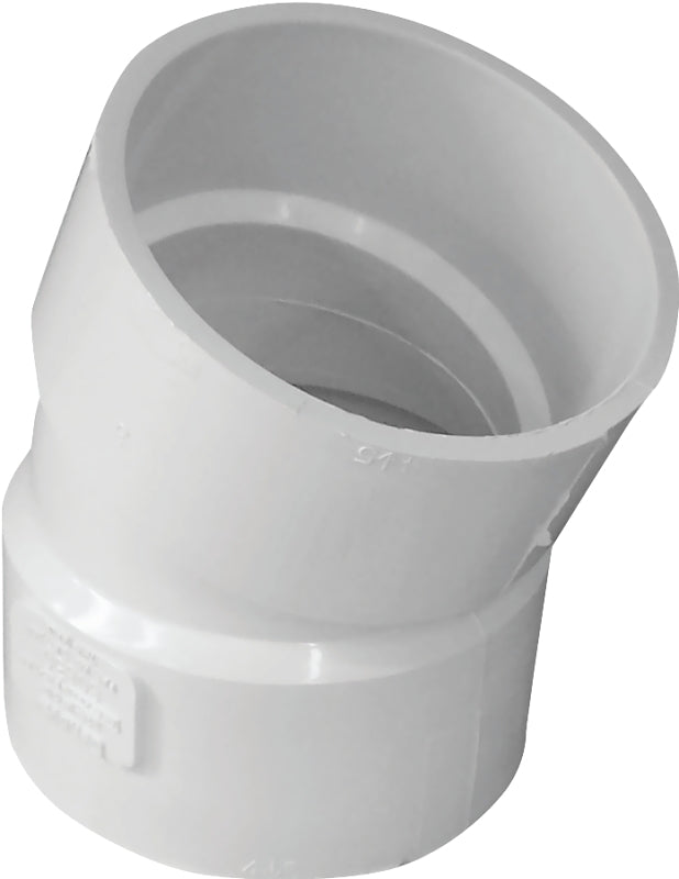 IPEX USA LLC-CANPLAS Canplas 414204BC Pipe Elbow, 4 in, Hub, 22.5 deg Angle, PVC, White PLUMBING, HEATING & VENTILATION IPEX USA LLC-CANPLAS