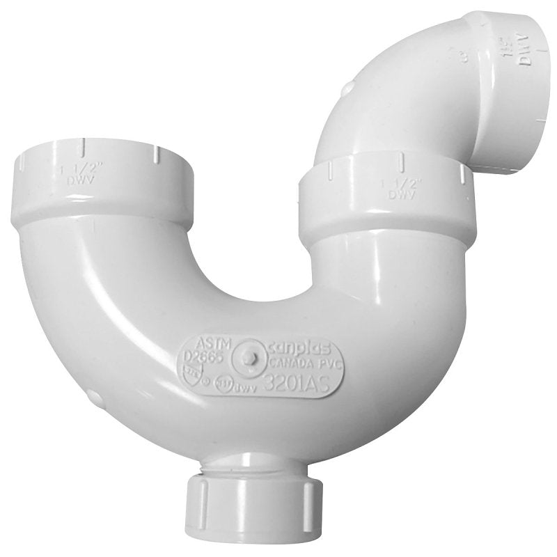 IPEX USA LLC-CANPLAS Canplas 193201AS P-Trap, 1-1/2 in, Hub, PVC, White, SCH 40