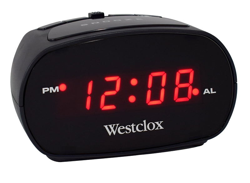 WESTCLOX Westclox 70044A Alarm Clock, LED Display, Black Case, 4-3/4 in W x 3-1/2 in D x 2-1/2 in H HOUSEWARES WESTCLOX