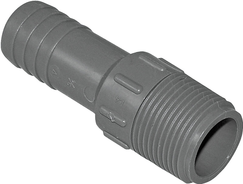 BOSHART INDUSTRIES Boshart UPPA-07 Pipe Adapter, 3/4 in, MPT x Insert, Polyethylene, Gray PLUMBING, HEATING & VENTILATION BOSHART INDUSTRIES