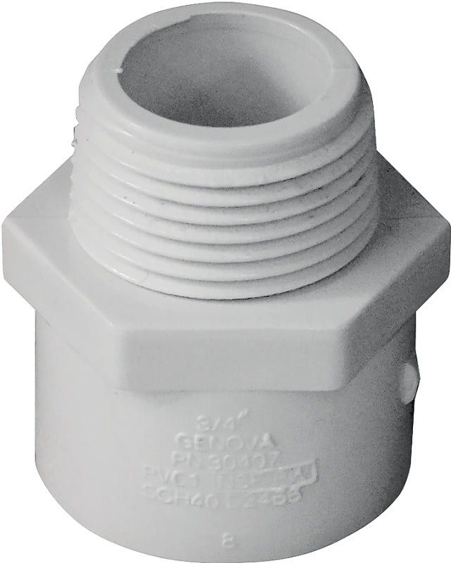IPEX IPEX 435603 Pipe Adapter, 3/4 in, Socket x MPT, PVC, SCH 40 Schedule LAWN & GARDEN IPEX