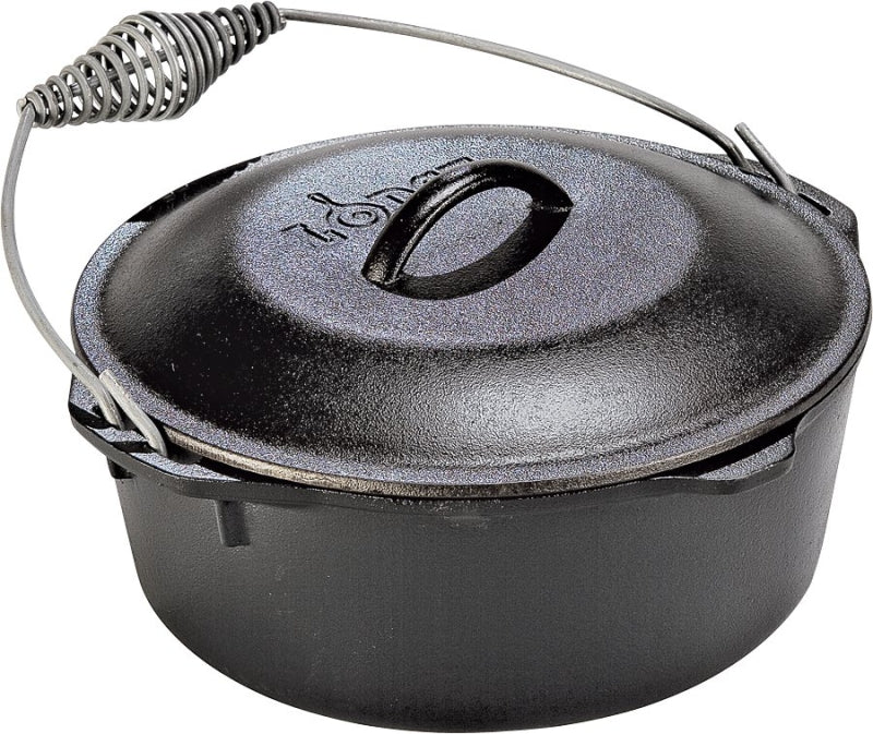 LODGE MFG Lodge L10DO3 Dutch Oven, 7 qt Capacity, Cast Iron, Black, Spiral-Grip Handle